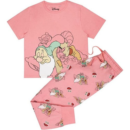 Front - Snow White And The Seven Dwarfs Womens/Ladies Sleepy Long Pyjama Set