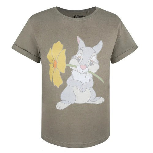 Front - Bambi Womens/Ladies Thumper Flower T-Shirt