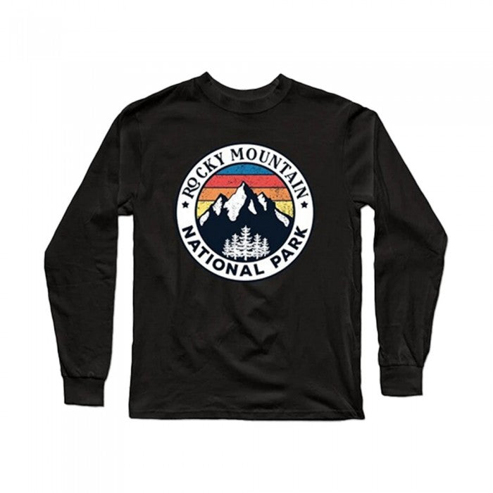Front - National Parks Mens Rocky Mountain Long-Sleeved T-Shirt