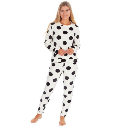 Front - Forever Dreaming Womens/Ladies Spot Print Flannel Fleece Pyjamas