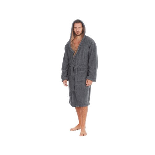 Cargo Bay Mens Bonded Fleece Hooded Dressing Gown  Universal Textiles