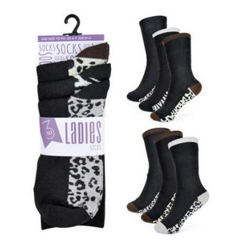 Front - Womens/Ladies Animal Print Socks (Pack Of 6)