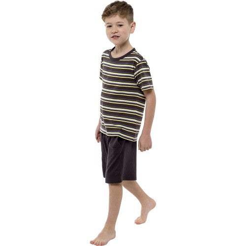 Front - Tom Franks Childrens/Kids Jersey Striped Short Pyjama Set