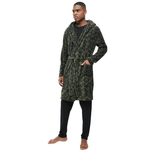 Front - Brave Soul Mens Camo Dressing Gown