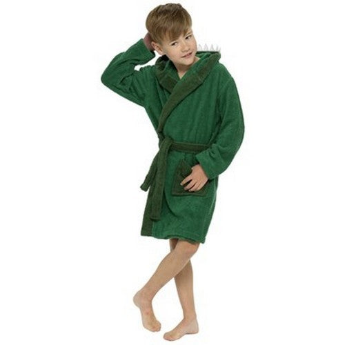 Front - Tom Franks Boys Dinosaur Hooded Dressing Gown