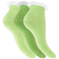 Front - Womens/Ladies Cotton Rich Plain Trainer Socks With Frill Trim (Pack Of 3)