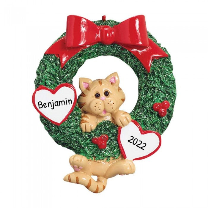 Front - Best Of Breed Orange Tabby Wreath Christmas Hanging Decoration