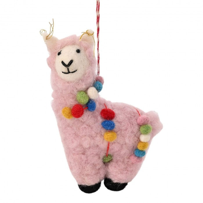 Front - The Seasonal Gift Co. Toy Shop Felt Llama Tree Decoration