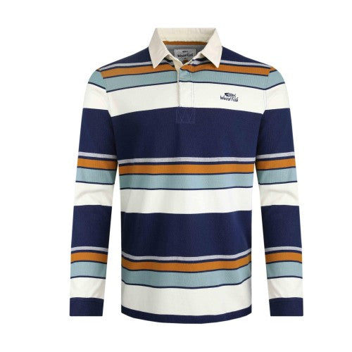 Front - Weird Fish Mens Laxton Striped Organic Long-Sleeved Rugby Shirt