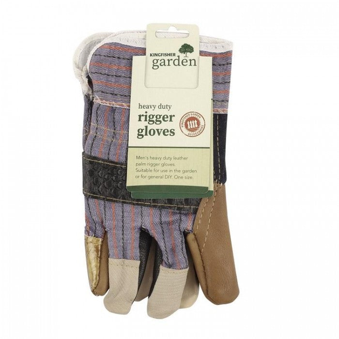 Front - Kingfisher Mens Heavy Duty Leather Palm Rigger Gloves