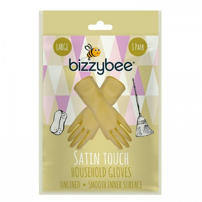 Front - Bizzybee Satin Touch Unlined Household Gloves Large