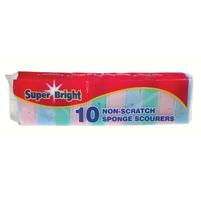 Front - Super Bright Non Scratch Sponge Scourers 10pk