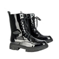 Front - Womens/Ladies Patent Biker Boots