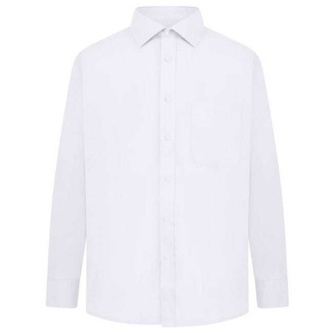 White - Back - Absolute Apparel Mens Long Sleeved Classic Poplin Shirt