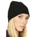 Black - Back - Absolute Apparel Adults Cap Knitted Ski Hat Without Turn Up