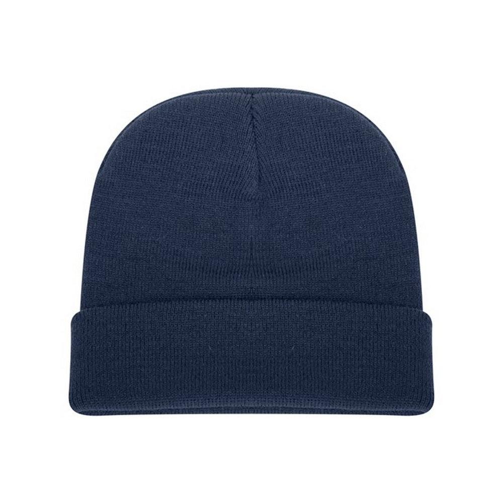 Navy - Side - Absolute Apparel Knitted Turn Up Ski Hat