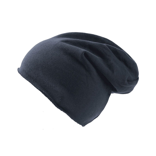 Navy - Front - Atlantis Brooklin Raw Edge Jersey Beanie