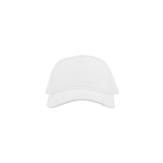 White-White - Front - Atlantis Rapper Destroyed 5 Panel Weathered Trucker Cap