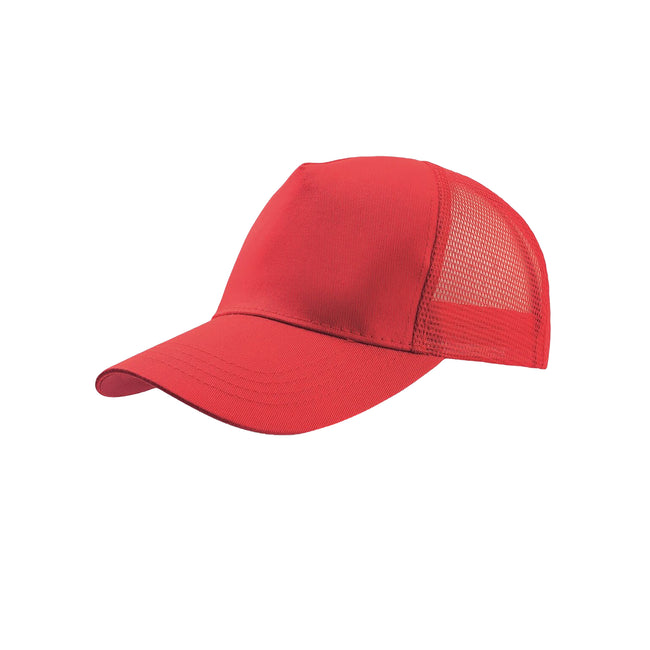 Red-Red - Front - Atlantis Rapper Cotton 5 Panel Trucker Cap