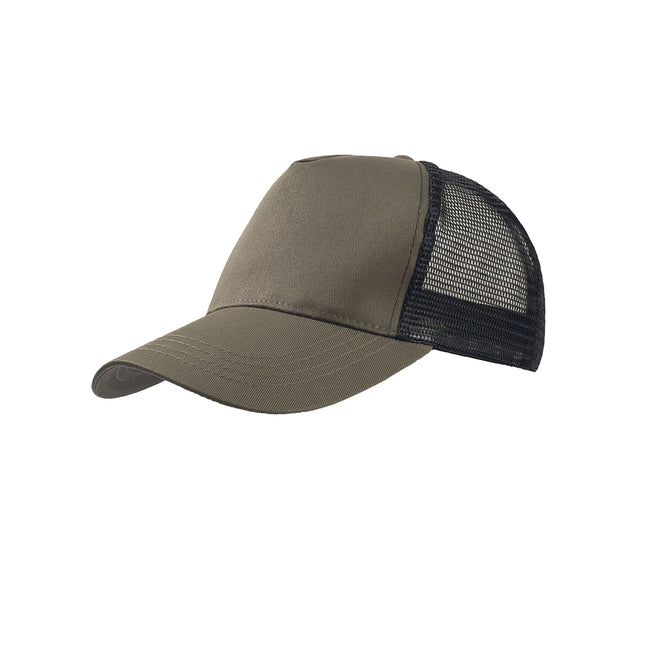 Olive-Black - Front - Atlantis Rapper Cotton 5 Panel Trucker Cap