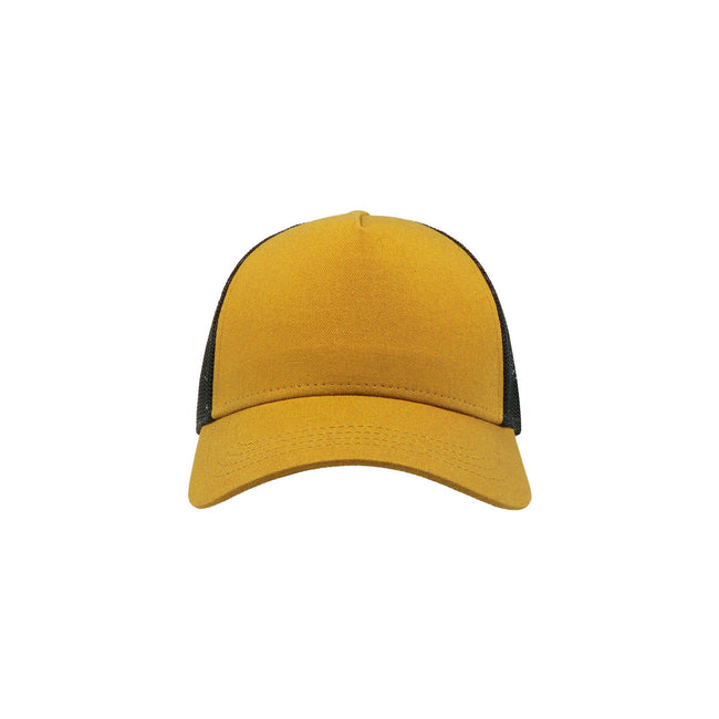 Mustard Yellow-Black - Side - Atlantis Rapper Cotton 5 Panel Trucker Cap