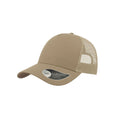 Khaki-Stone - Front - Atlantis Rapper Cotton 5 Panel Trucker Cap
