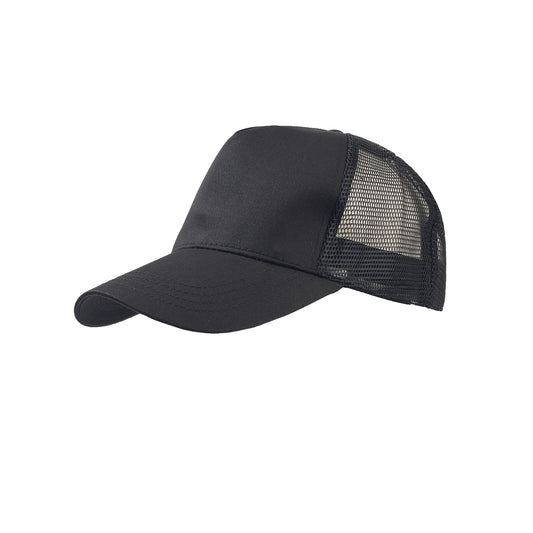 Black-Black - Front - Atlantis Rapper Cotton 5 Panel Trucker Cap