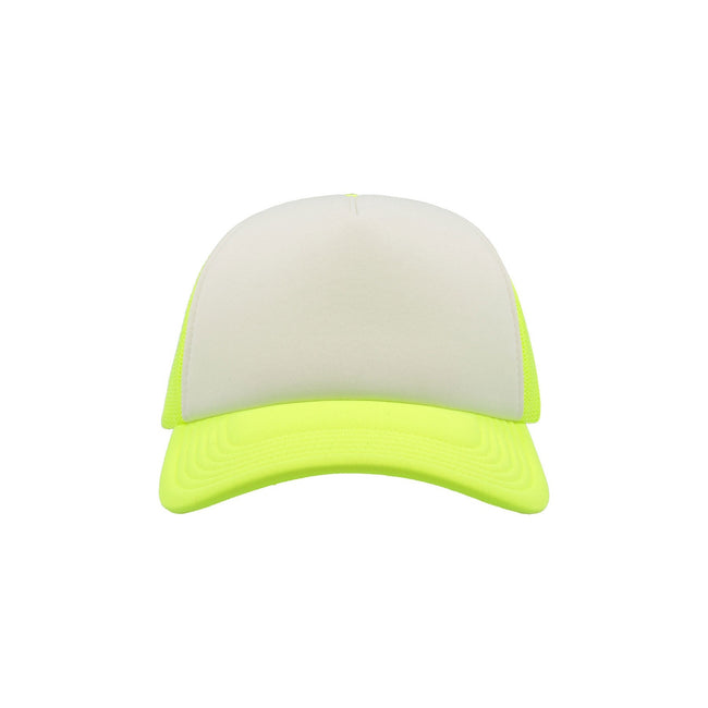Safety Yellow-White - Pack Shot - Atlantis Rapper 5 Panel Trucker Cap