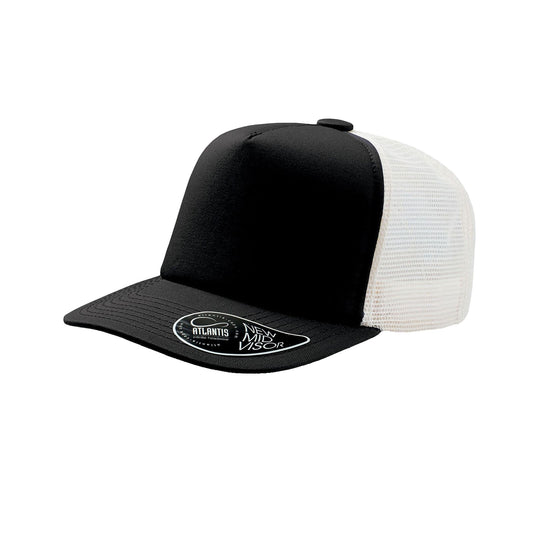 Black - Front - Atlantis Record Mid Visor 5 Panel Trucker Cap