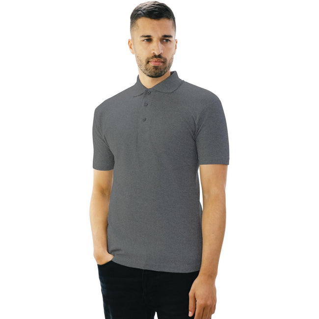 Dark Heather - Side - Casual Classic Mens Pique Polo