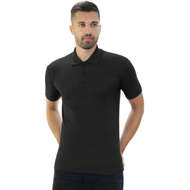 Black - Side - Casual Classic Mens Pique Polo