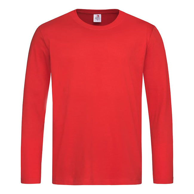 Scarlet Red - Front - Stedman Mens Classic Long Sleeved Tee