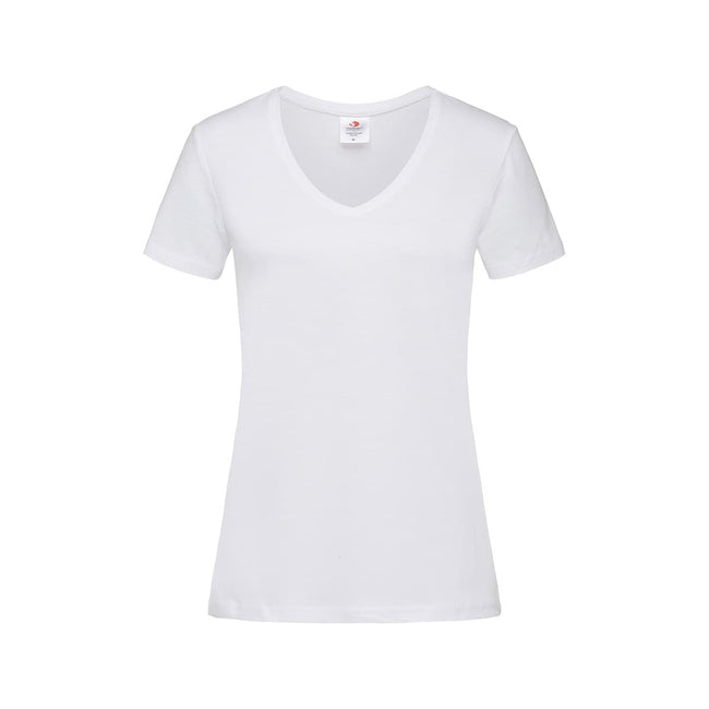 White - Front - Stedman Womens-Ladies Classic V Neck Tee