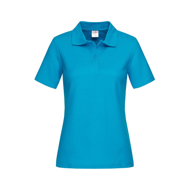Ocean Blue - Front - Stedman Womens-Ladies Cotton Polo