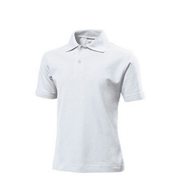 White - Front - Stedman Childrens-Kids Cotton Polo