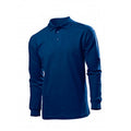 Navy - Front - Stedman Mens Long Sleeved Cotton Polo