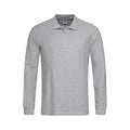 Heather Grey - Front - Stedman Mens Long Sleeved Cotton Polo