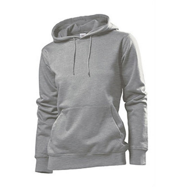 Heather Grey - Front - Stedman Womens-Ladies Hooded Sweat