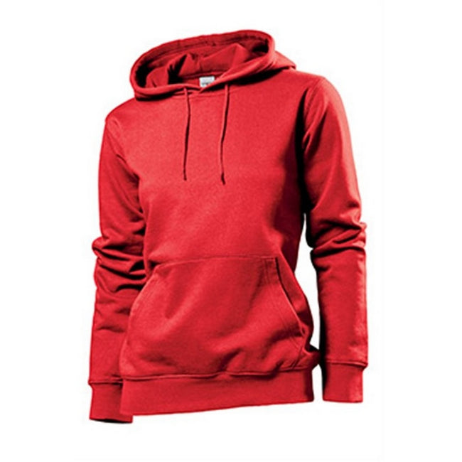 Scarlet Red - Front - Stedman Womens-Ladies Hooded Sweat