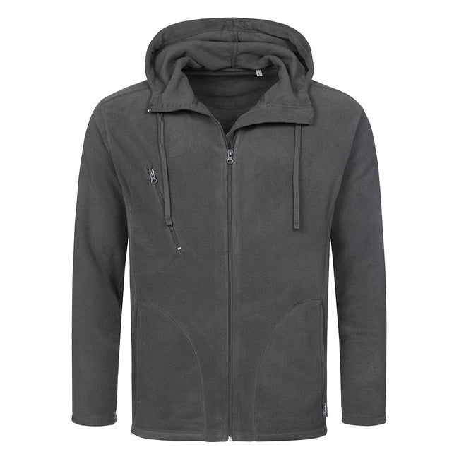 Grey Steel - Front - Stedman Mens Active Hooded Fleece Jacket