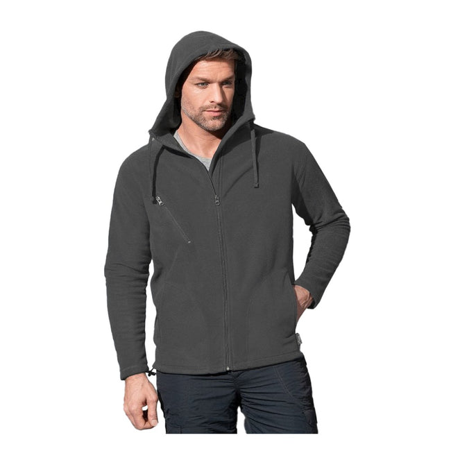 Grey Steel - Back - Stedman Mens Active Hooded Fleece Jacket
