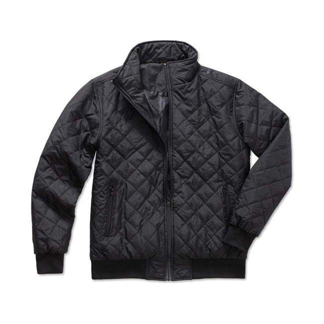 Black Opal - Back - Stedman Active Quilted Blouson Mens Jacket