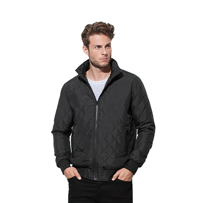 Black Opal - Side - Stedman Active Quilted Blouson Mens Jacket
