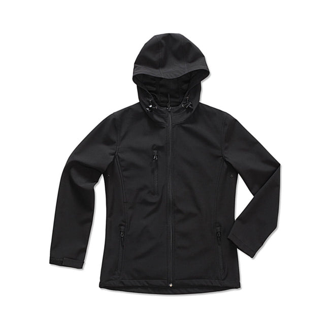 Black Opal - Back - Stedman Womens-Ladies Active Softest Shell Hooded Jacket