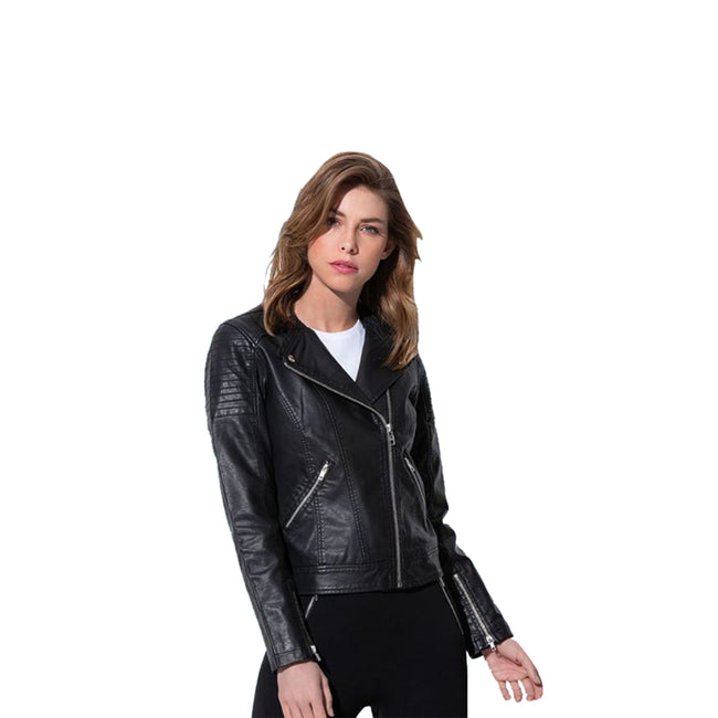 Black Opal - Back - Stedman Womens-Ladies Active Biker Jacket