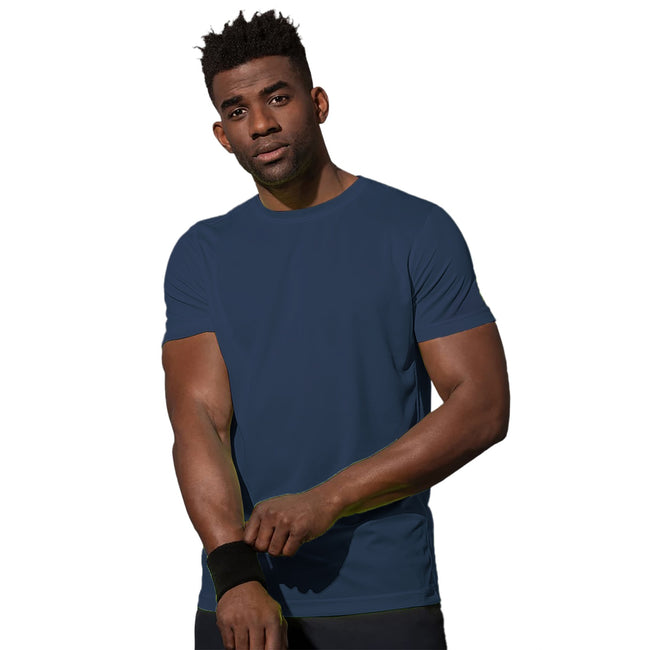 Blue - Back - Stedman Mens Set In Mesh T-Shirt