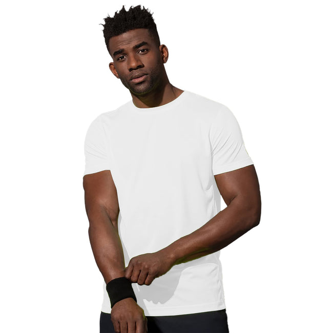 White - Back - Stedman Mens Set In Mesh T-Shirt