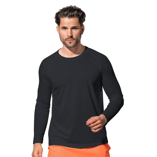 Black Opal - Back - Stedman Mens Active 140 Long Sleeved Tee