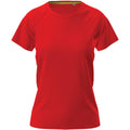 Scarlet Red - Front - Stedman Womens-Ladies Raglan Mesh T-Shirt
