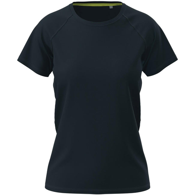 Black Opal - Side - Stedman Womens-Ladies Raglan Mesh T-Shirt
